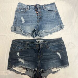 Set 2 Refuge Women's Denim Shorts - Light and Dark Blue